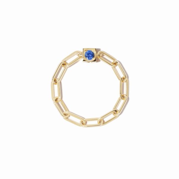 Bague chaîne dinh van Le Cube en or jaune et saphir bleu