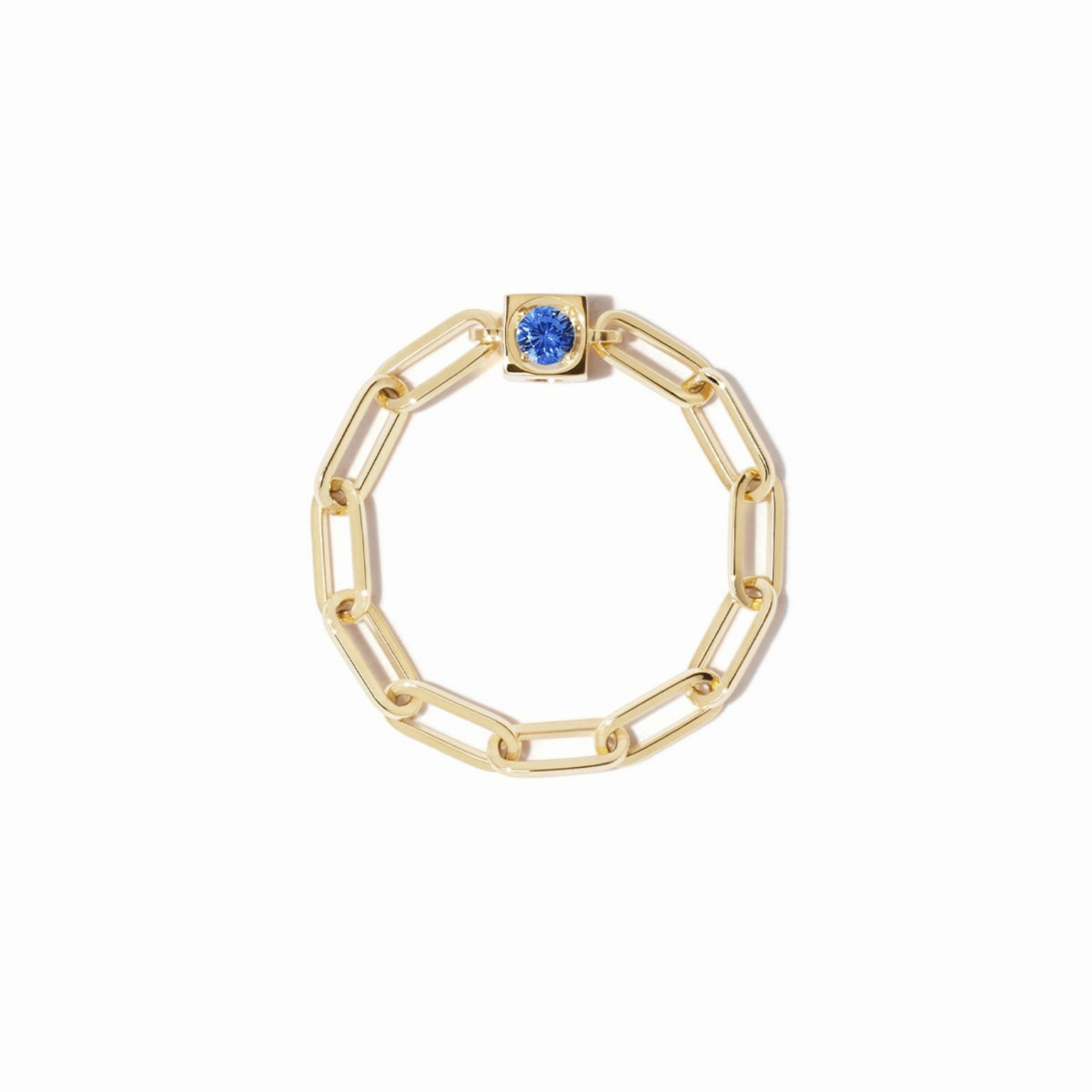 Dinh van Le Cube ring in yellow gold and blue sapphire