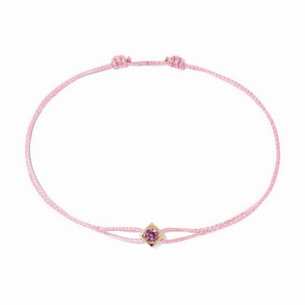 Bracelet dinh van Le Cube or jaune et saphir rose sur cordon