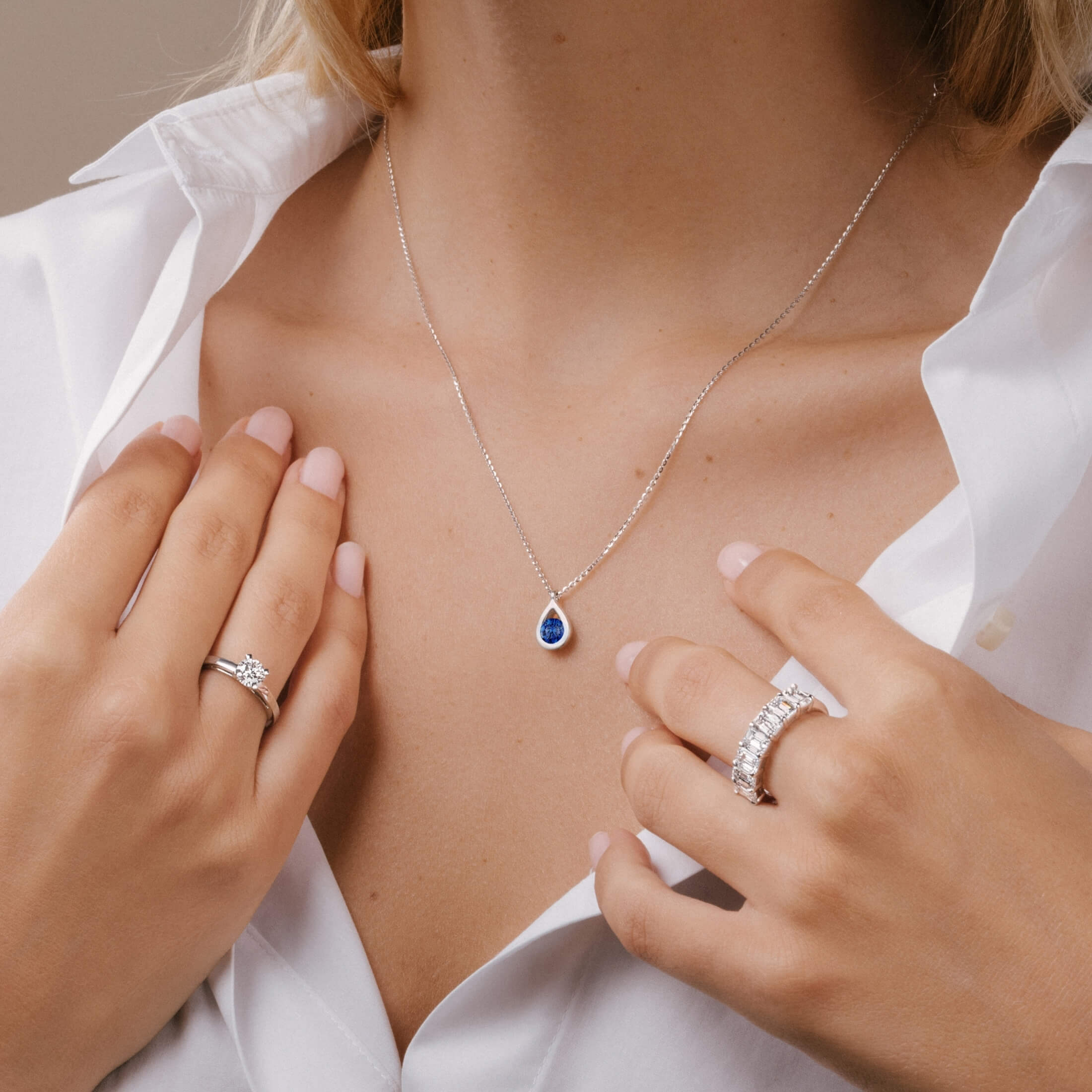 Lepage Clyde necklace in rose gold and sapphire