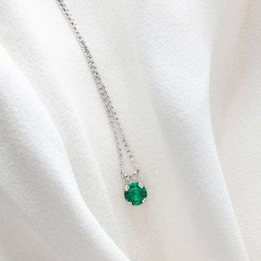 Collier Lepage Présage en or blanc et émeraude