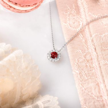 Lepage Coquette necklace in rose gold, ruby and diamonds