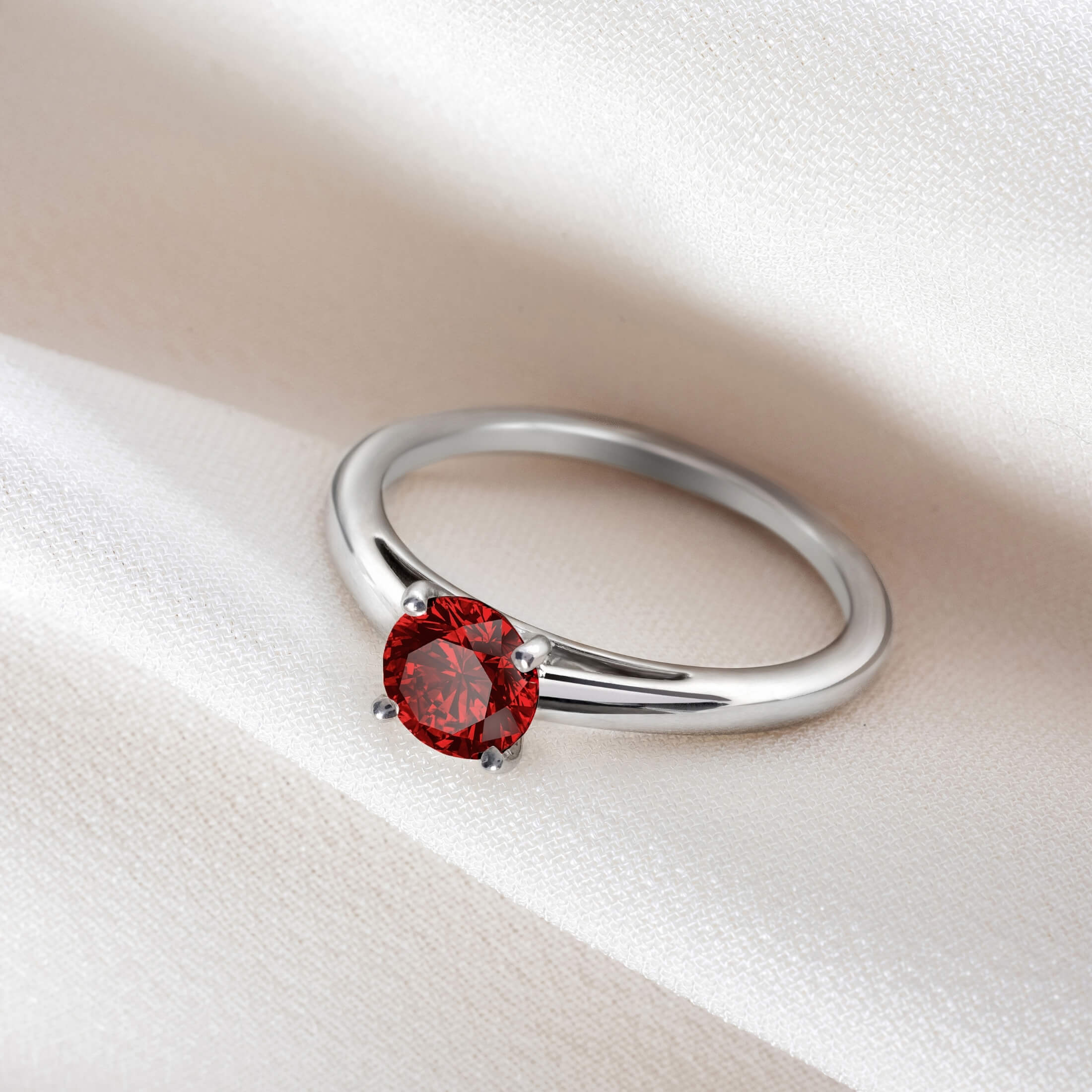 Lepage Promesse engagement ring in white gold and ruby
