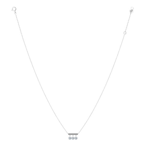 Collier La Brune et La Blonde Pampilles en or blanc 3 diamants taille brillant 0,30 carat - Full