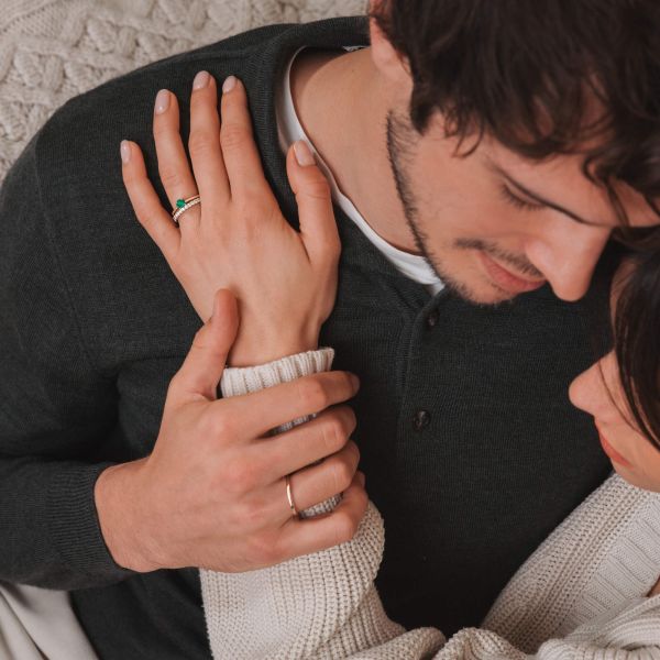 Lepage Foudre engagement ring in yellow gold and emerald