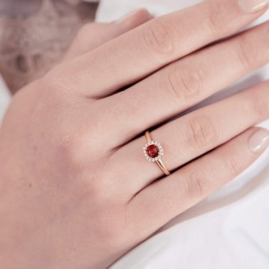 Solitaire Lepage Jolie-Rose en or blanc rubis et diamants