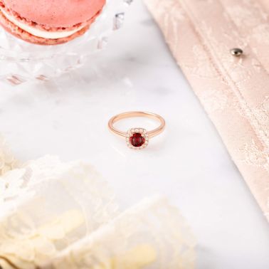 Solitaire Lepage Jolie-Rose en or blanc rubis et diamants