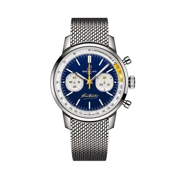 Montre Breitling Top Time B01 "Gino Bartali" automatique cadran bleu bracelet acier maille milanaise 41 mm