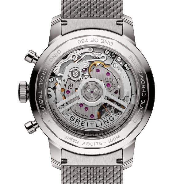 Montre Breitling Top Time B01 "Gino Bartali" automatique cadran bleu bracelet acier maille milanaise 41 mm