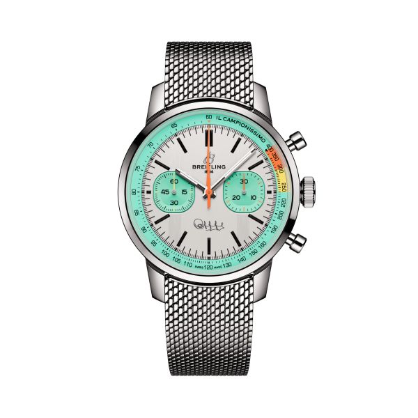 Breitling Top Time B01 "Fausto Coppi" automatic white dial steel bracelet mesh 41 mm