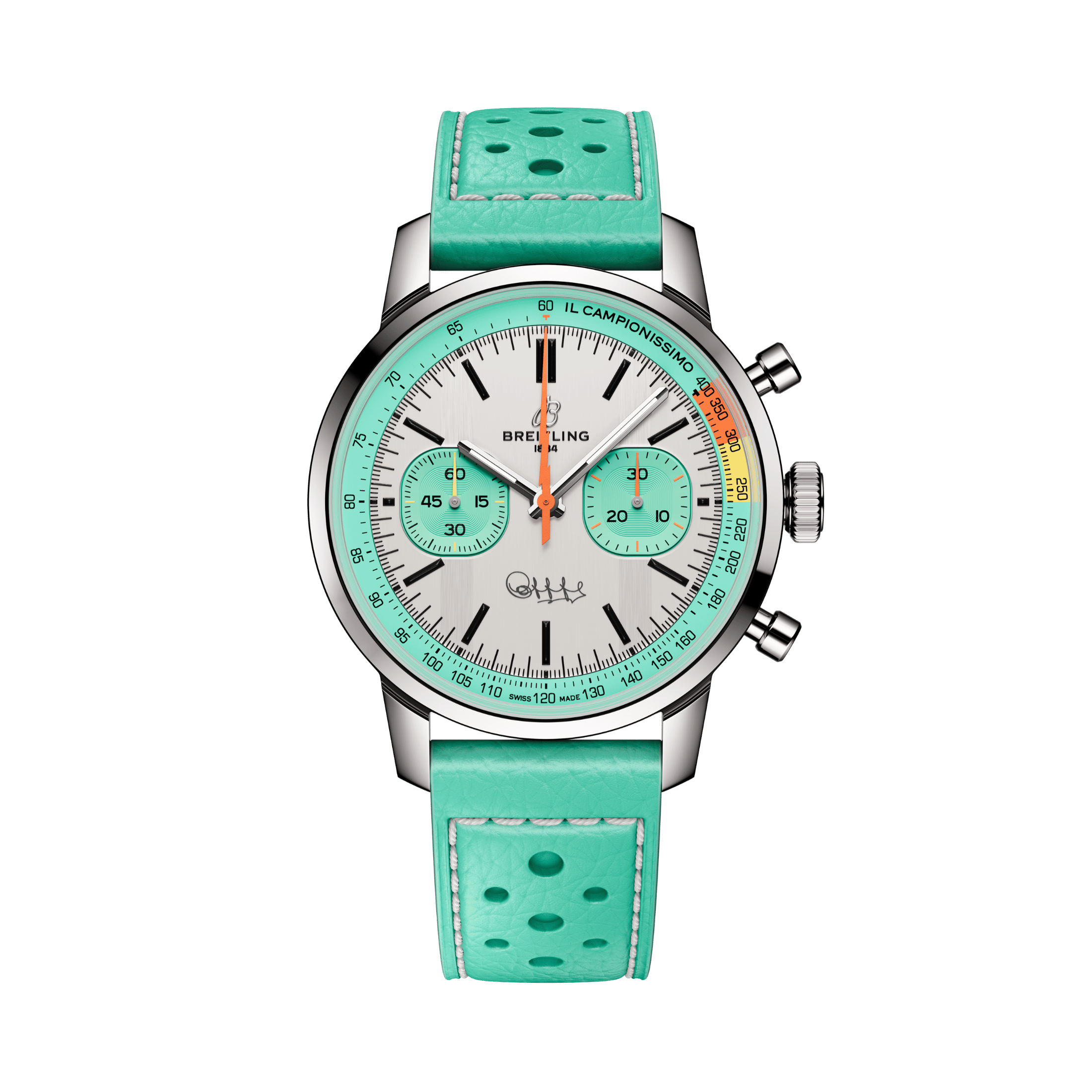 Breitling Top Time B01 "Fausto Coppi" automatic white dial leather strap 41 mm