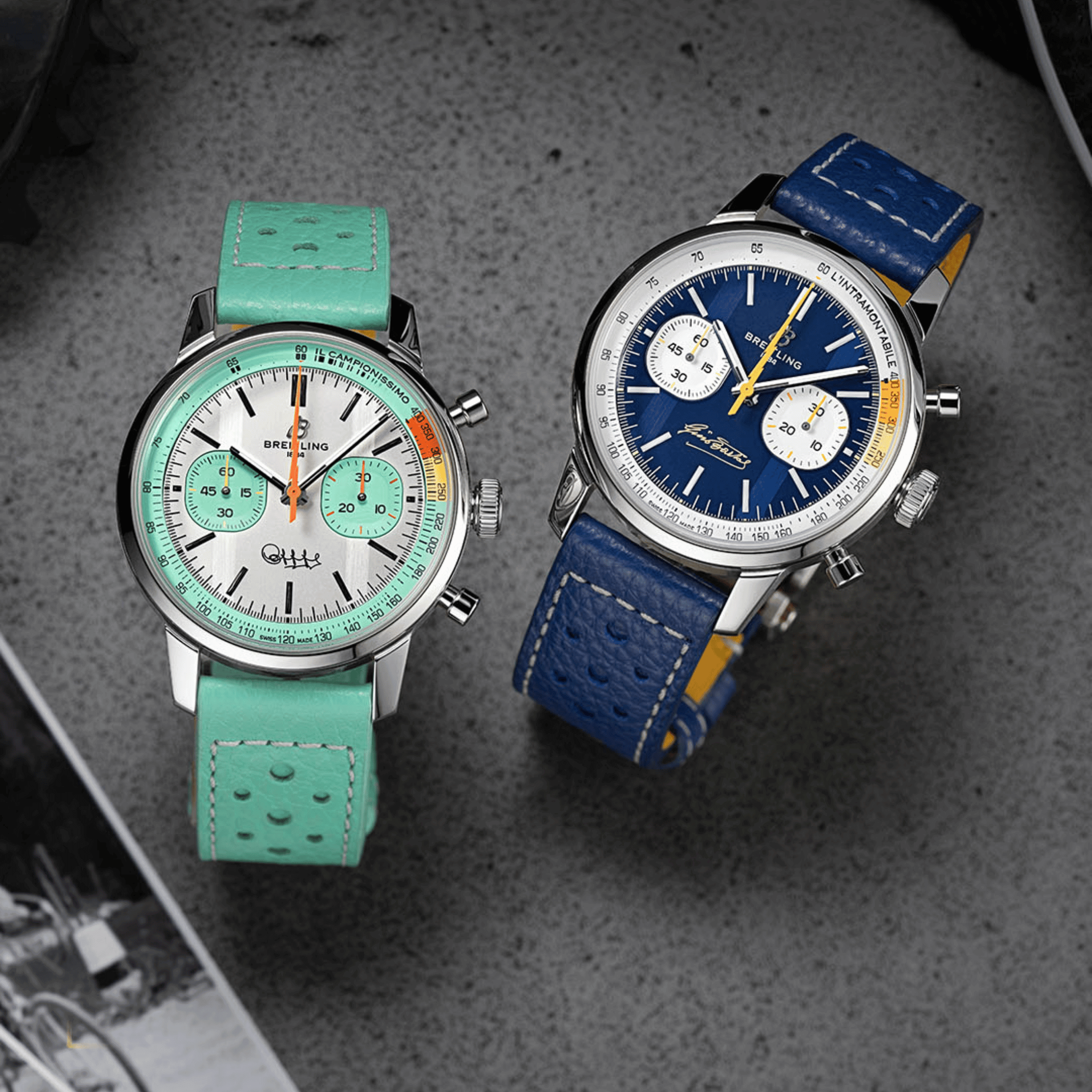 Montre Breitling Top Time B01 "Fausto Coppi" automatique cadran blanc bracelet cuir 41 mm