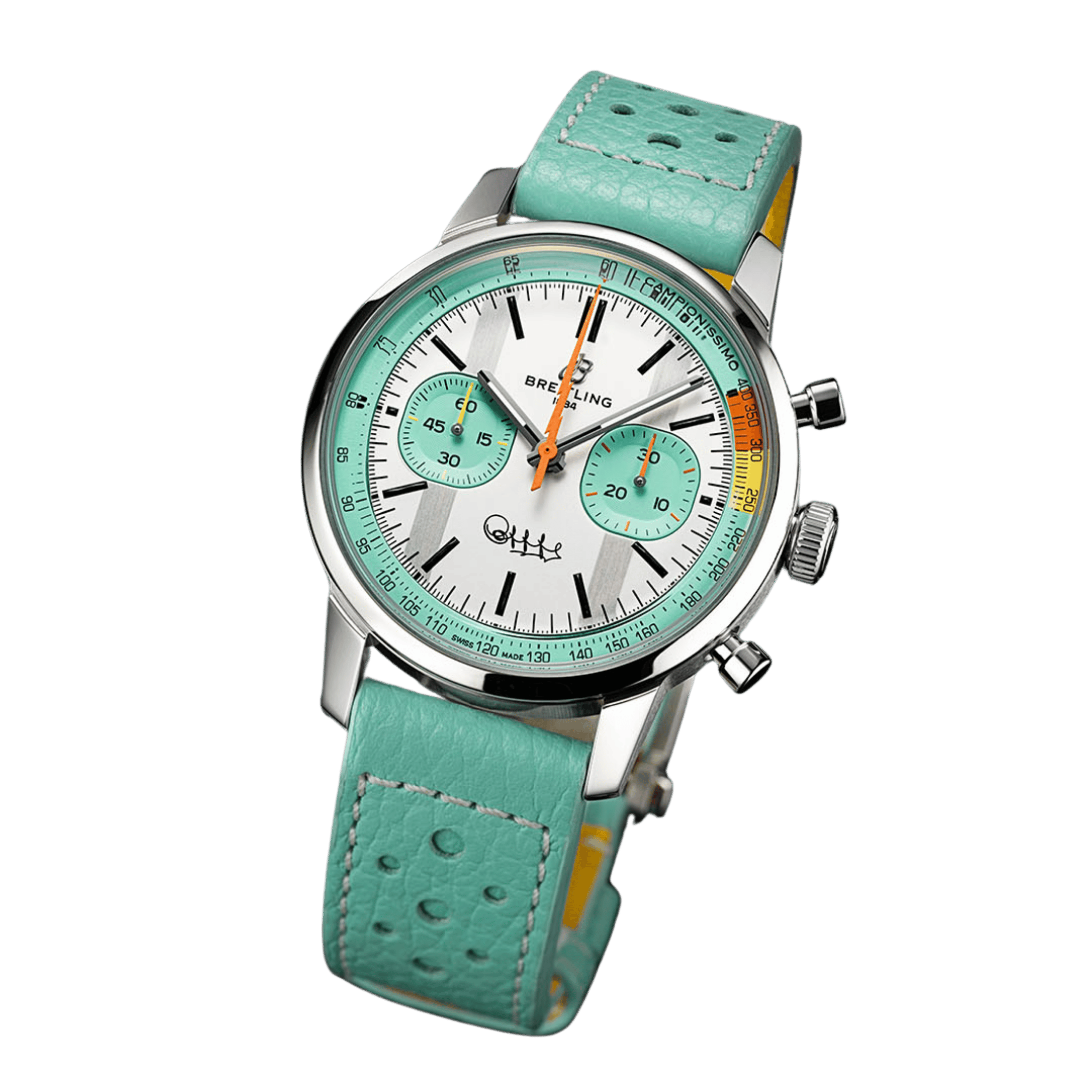 Montre Breitling Top Time B01 "Fausto Coppi" automatique cadran blanc bracelet cuir 41 mm