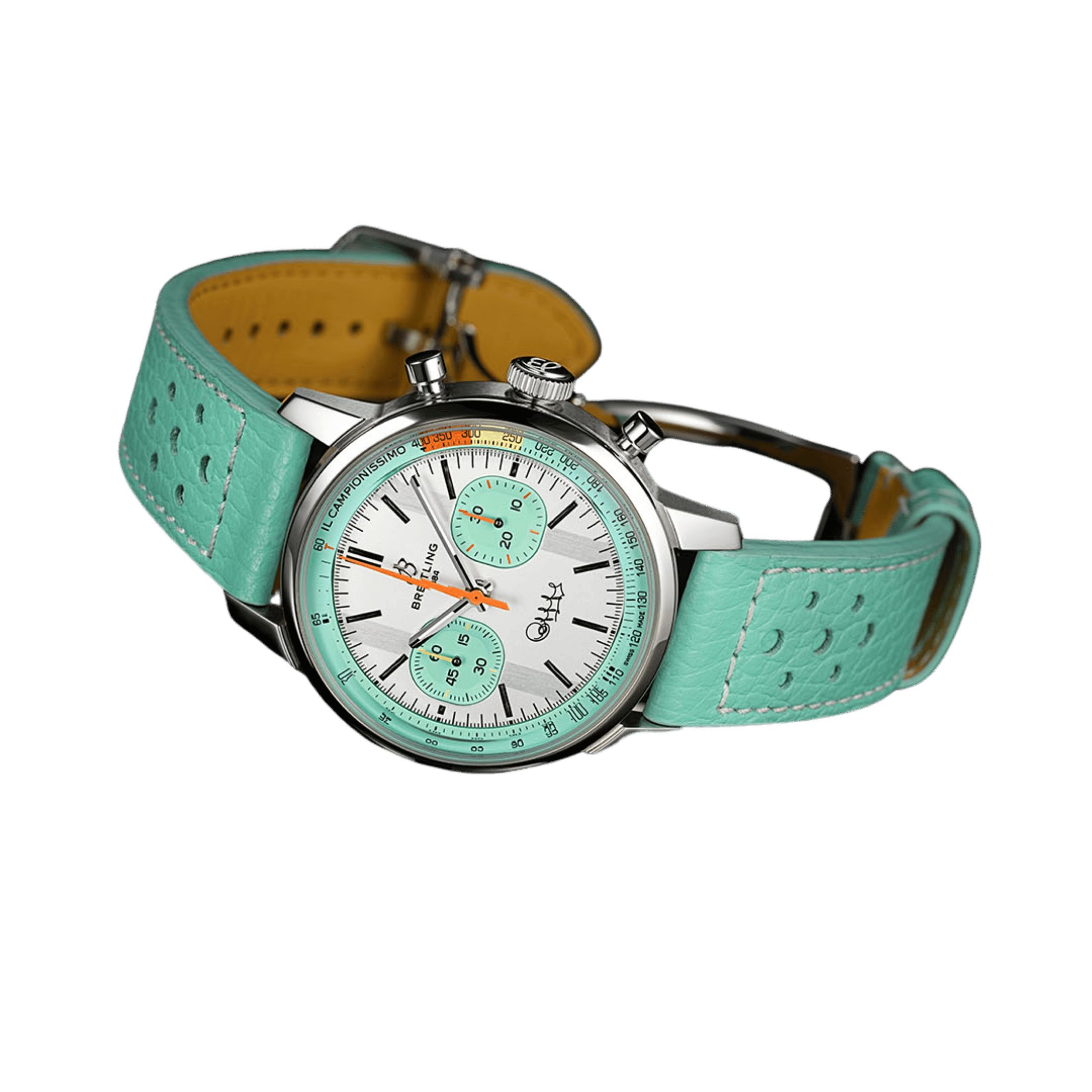 Breitling Top Time B01 "Fausto Coppi" automatic white dial leather strap 41 mm