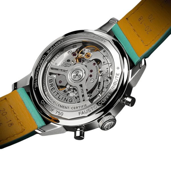 Montre Breitling Top Time B01 "Fausto Coppi" automatique cadran blanc bracelet cuir 41 mm