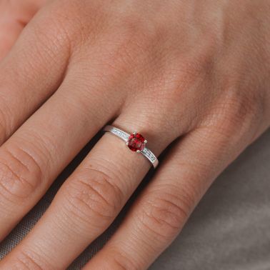 Solitaire Lepage Aristide en or blanc rubis et diamants