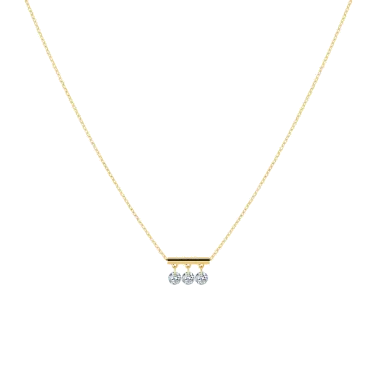 Collier La Brune et La Blonde Pampilles en or jaune 3 diamants taille brillant 0,30 carat - Soldat