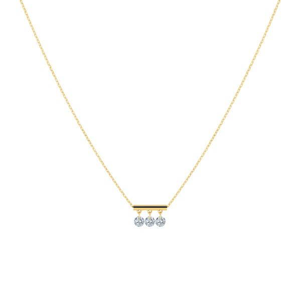 Collier La Brune et La Blonde Pampilles en or jaune 3 diamants taille brillant 0,30 carat - Soldat
