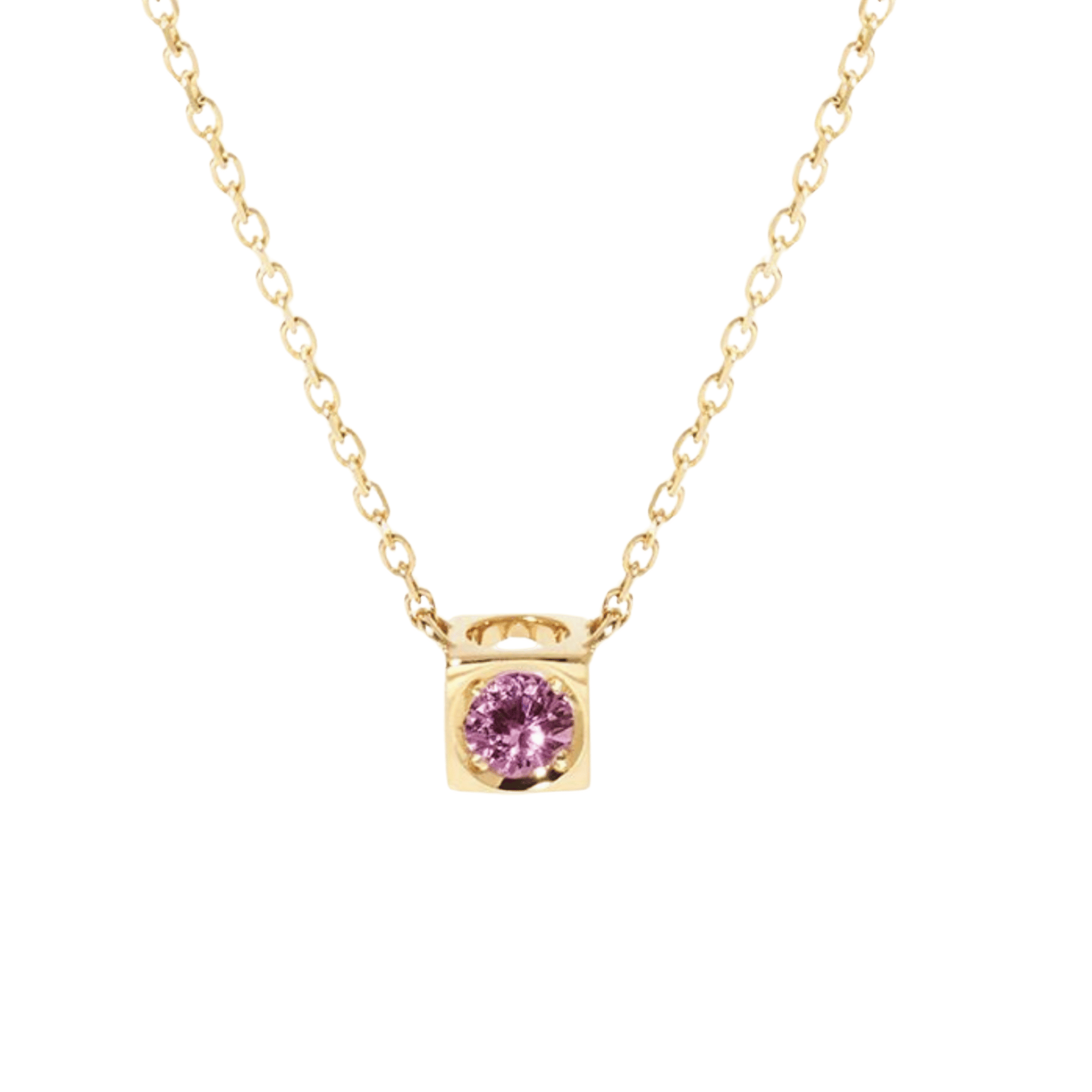 Dinh van necklace The Cube in yellow gold and pink sapphire