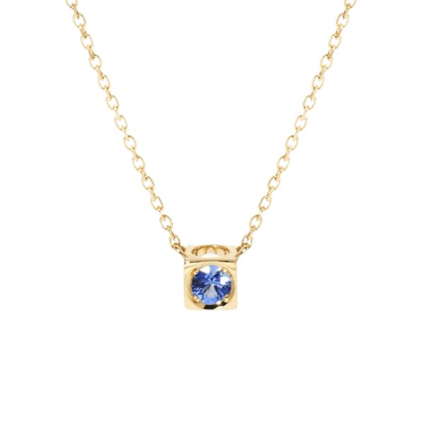 Collier dinh van Le Cube en or jaune et saphir bleu