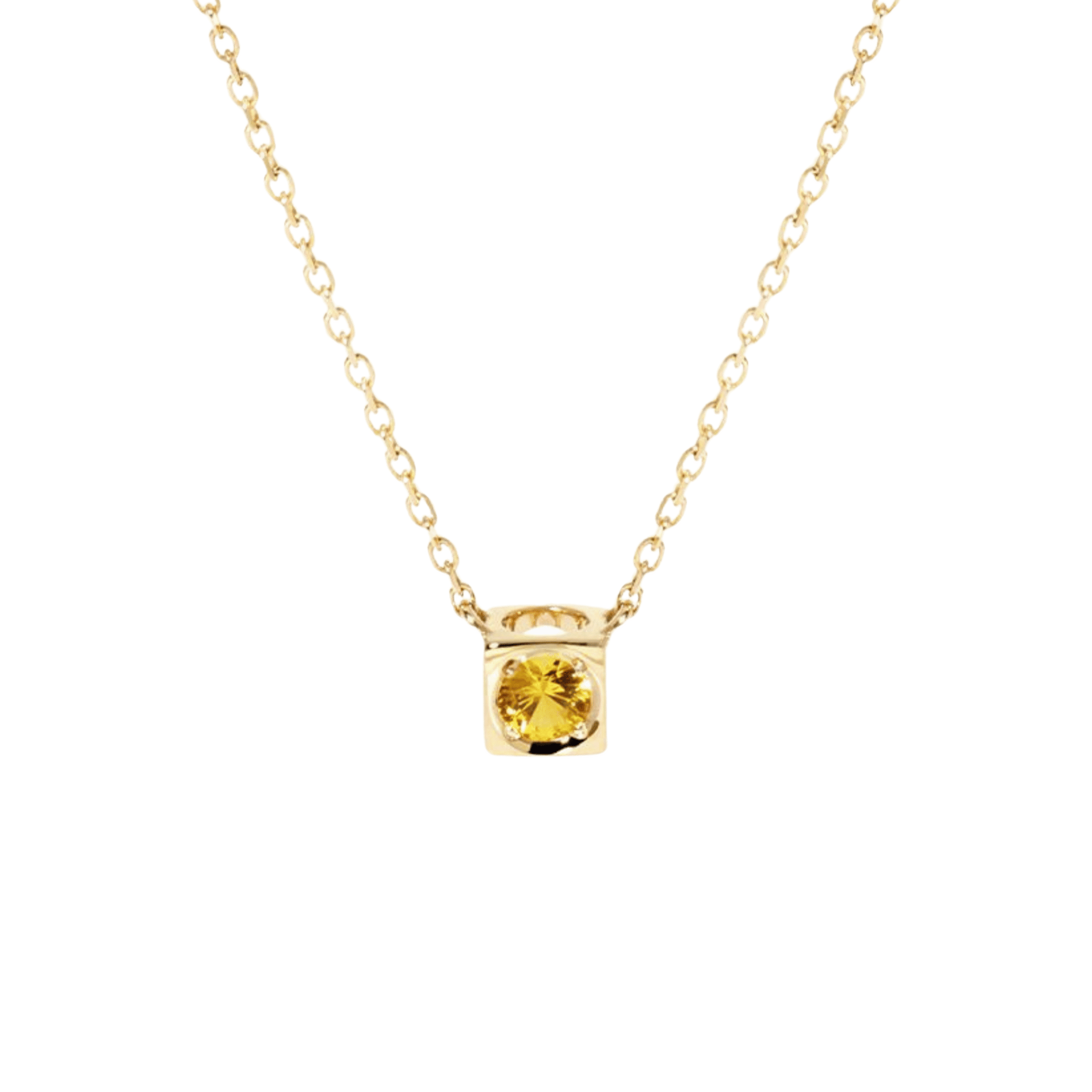 Collier dinh van Le Cube en or jaune et saphir jaune