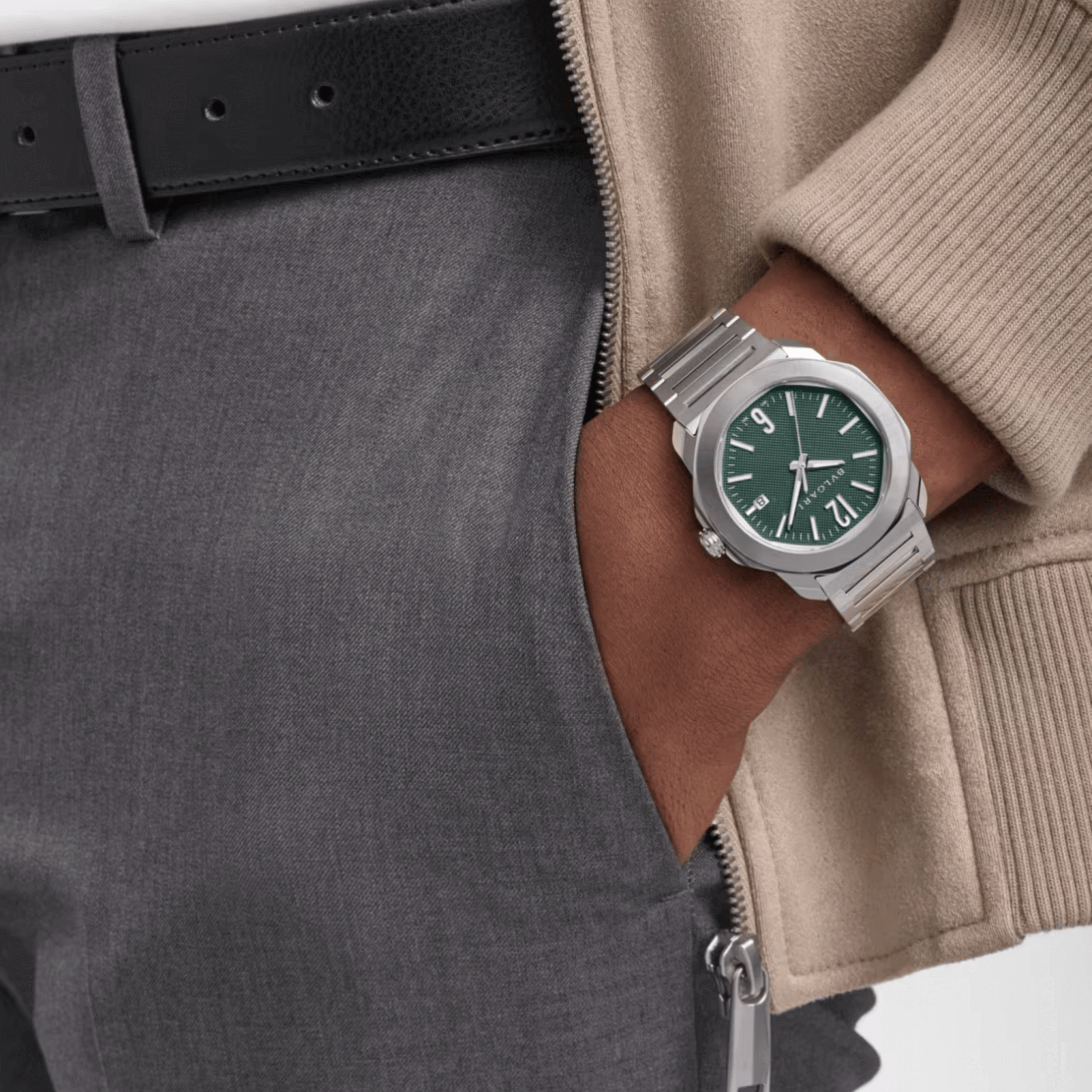 Montre Bulgari Octo Roma automatique cadran vert bracelet acier 41 mm