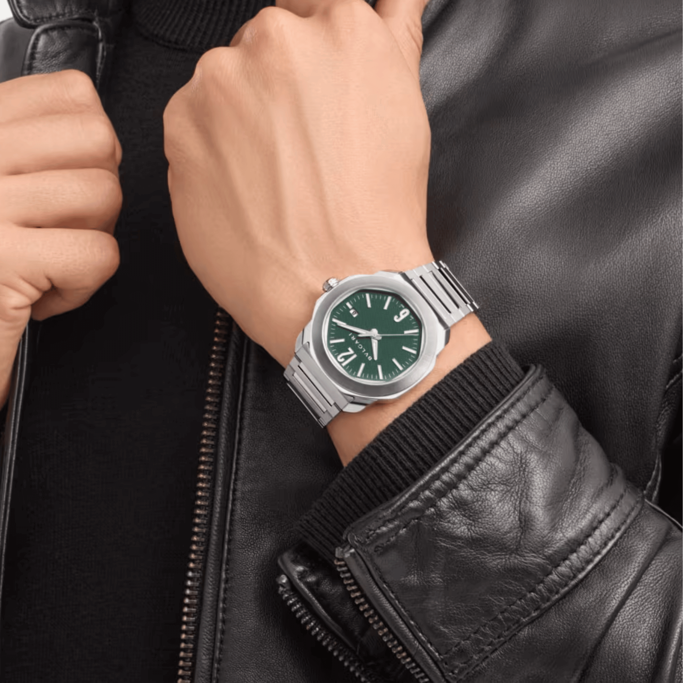 Montre Bulgari Octo Roma automatique cadran vert bracelet acier 41 mm