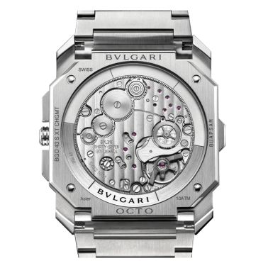 Bulgari Octo Finissimo Chronograph GMT automatic watch silver dial steel bracelet 43 mm