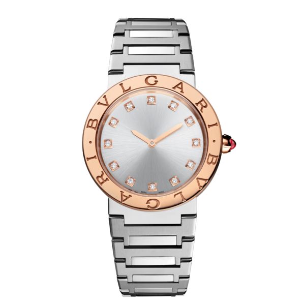 Montre Bulgari Bvlgari Bvlgari quartz index diamants cadran gris bracelet acier 33 mm