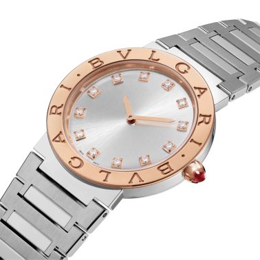 Montre Bulgari Bvlgari Bvlgari quartz index diamants cadran gris bracelet acier 33 mm