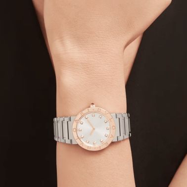 Montre Bulgari Bvlgari Bvlgari quartz index diamants cadran gris bracelet acier 33 mm