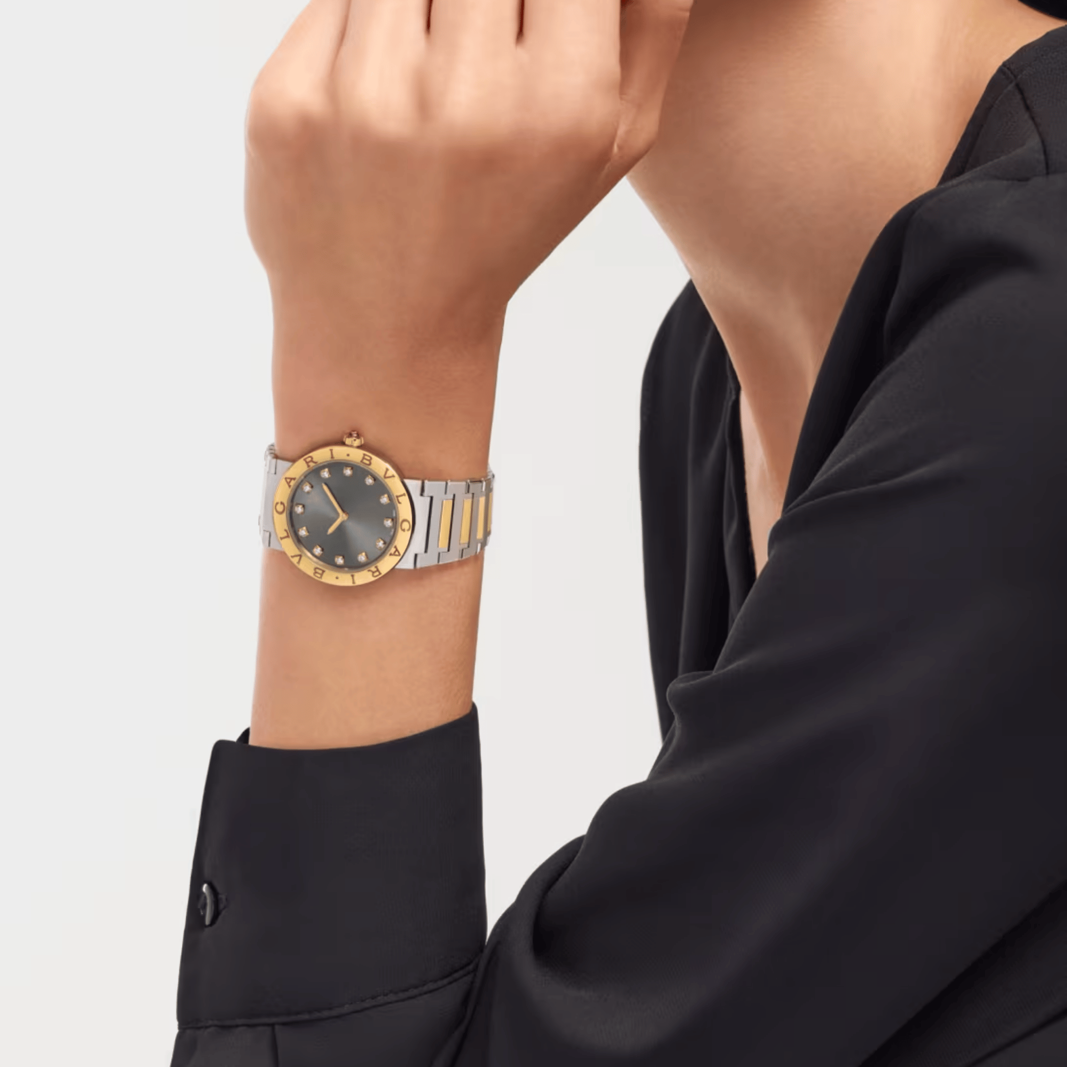 Bulgari Bvlgari Bvlgari quartz diamond index grey dial steel and yellow gold bracelet 33 mm