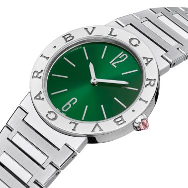 Bulgari Bvlgari Bvlgari Lady quartz watch green dial steel bracelet 33 mm