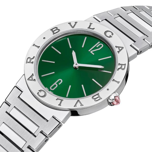 Bulgari Bvlgari Bvlgari Lady quartz watch green dial steel bracelet 33 mm