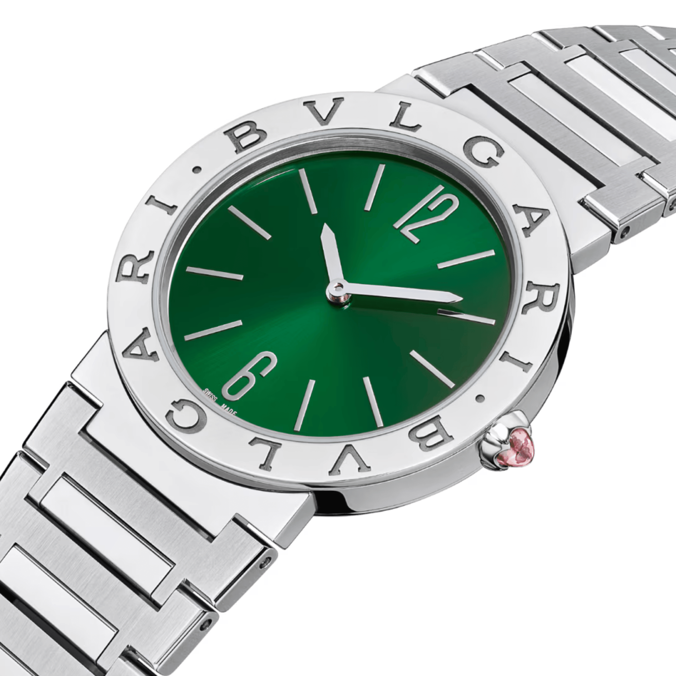 Bulgari Bvlgari Bvlgari Lady quartz watch green dial steel bracelet 33 mm