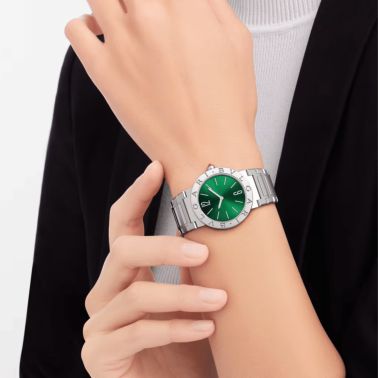Bulgari Bvlgari Bvlgari Lady quartz watch green dial steel bracelet 33 mm