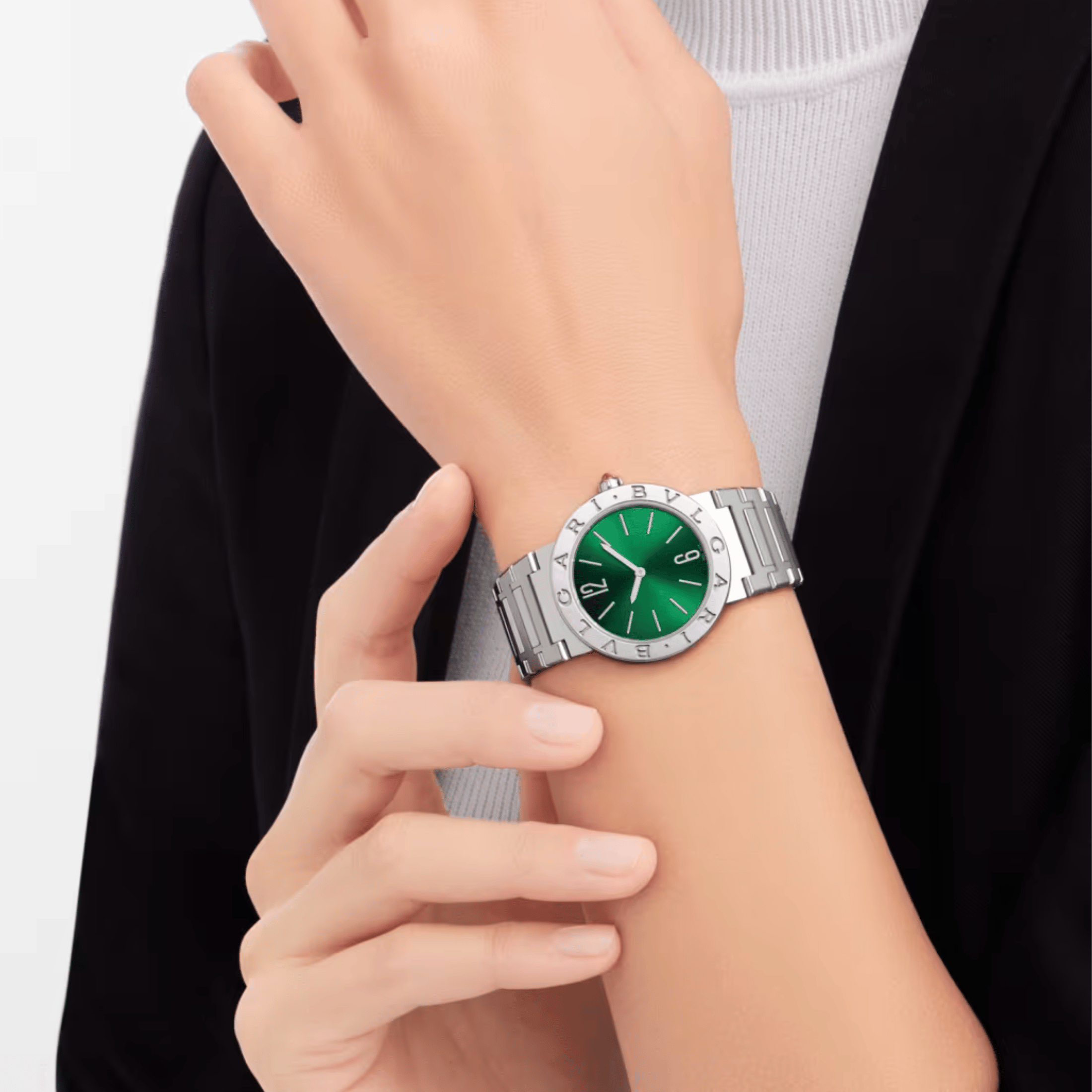 Bulgari Bvlgari Bvlgari Lady quartz watch green dial steel bracelet 33 mm