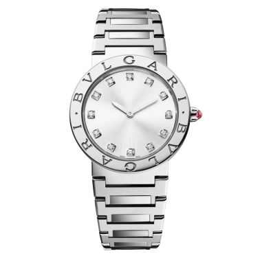 Bulgari Bvlgari Bvlgari quartz watch diamond index silver dial steel bracelet 33 mm