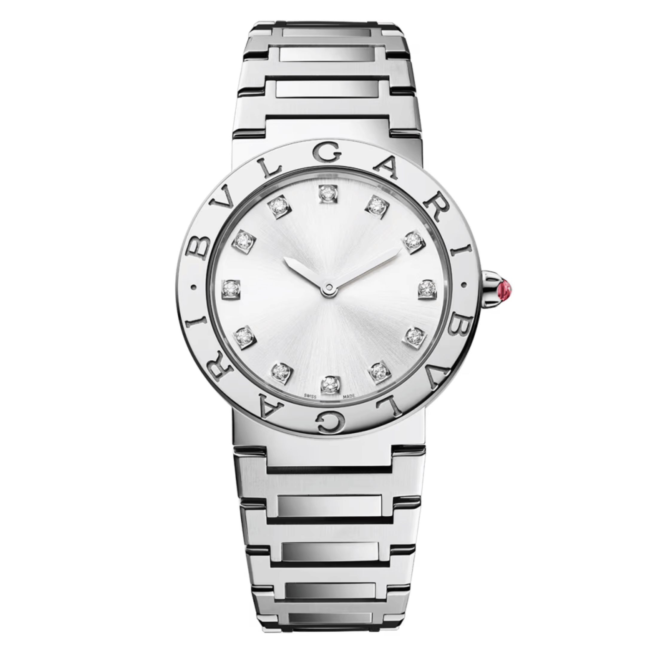 Montre Bulgari Bvlgari Bvlgari quartz index diamants cadran argenté bracelet acier 33 mm