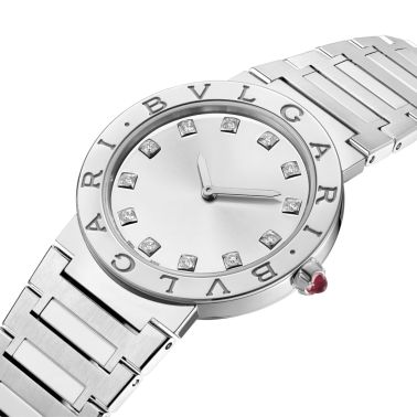 Montre Bulgari Bvlgari Bvlgari quartz index diamants cadran argenté bracelet acier 33 mm