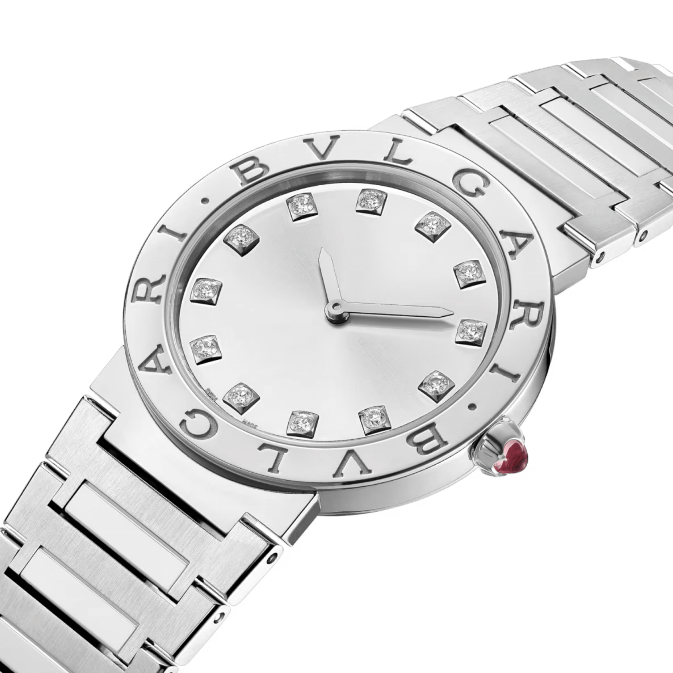 Montre Bulgari Bvlgari Bvlgari quartz index diamants cadran argenté bracelet acier 33 mm