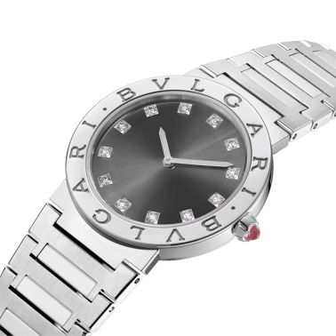 Montre Bulgari Bvlgari Bvlgari quartz index diamants cadran gris bracelet acier 33 mm