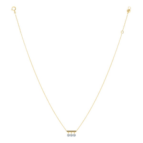Collier La Brune et La Blonde Pampilles en or jaune 3 diamants taille brillant 0,30 carat - Full