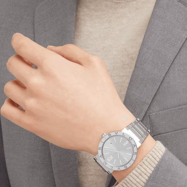 Bulgari Bvlgari Bvlgari automatic watch silver dial steel bracelet 41 mm