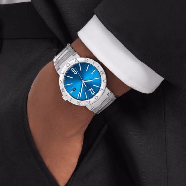 Montre Bulgari Bvlgari Bvlgari automatique cadran bleu bracelet acier 41 mm