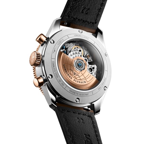 Watch Longines Spirit Flyback automatic chronograph brown dial brown leather strap 42 mm