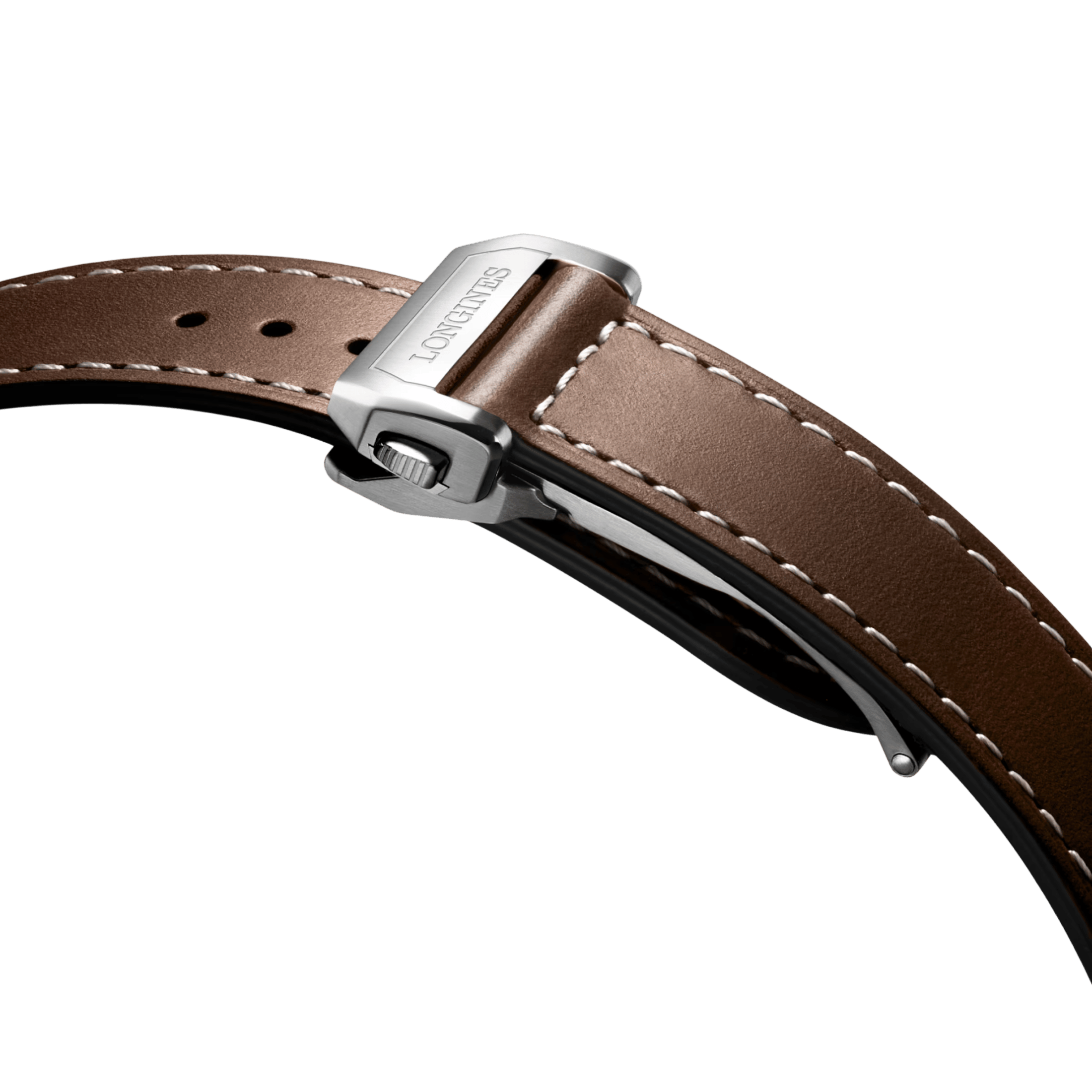 Montre Longines Spirit Flyback automatique chronographe cadran brun bracelet cuir brun 42 mm