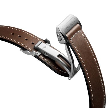 Montre Longines Spirit Flyback automatique chronographe cadran brun bracelet cuir brun 42 mm