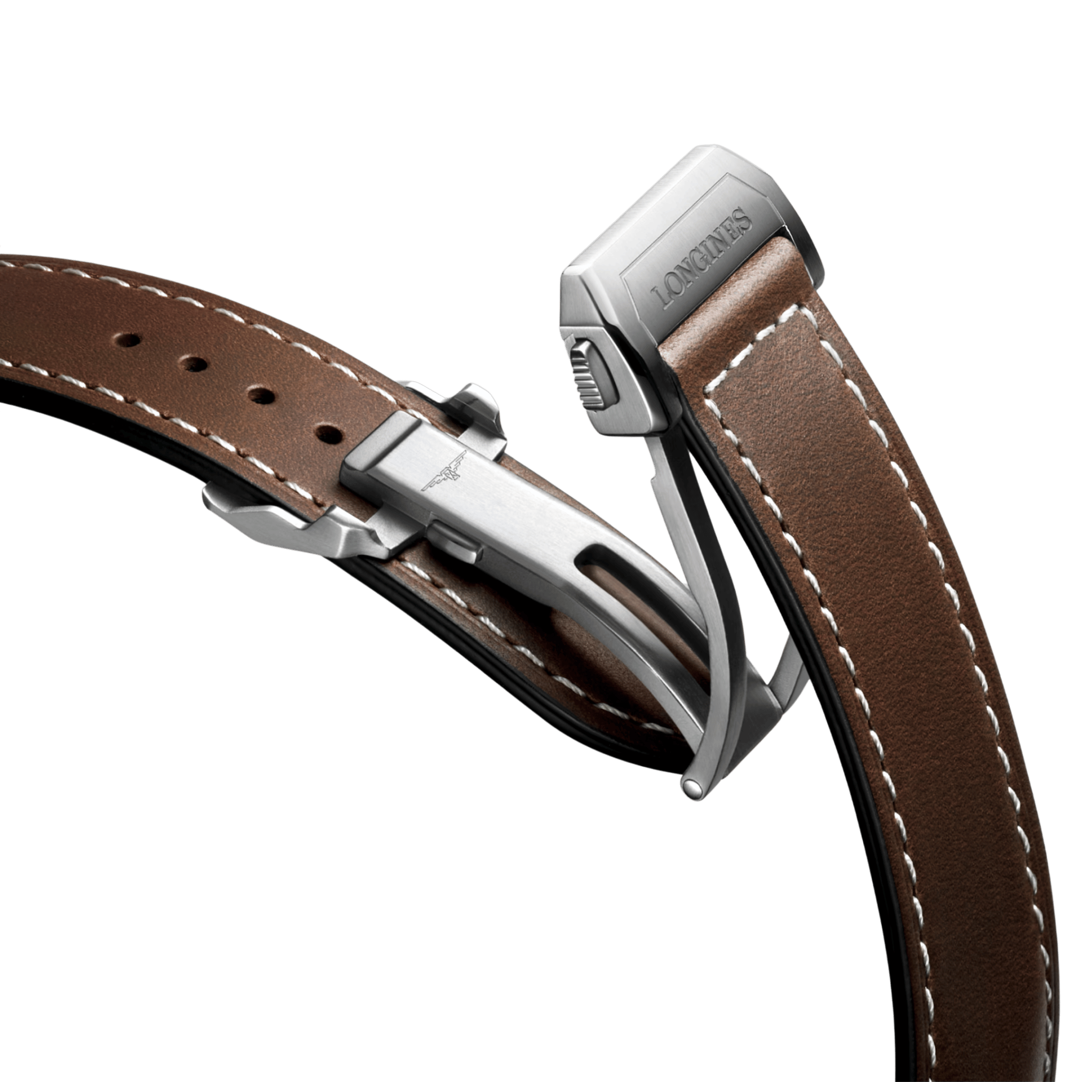 Watch Longines Spirit Flyback automatic chronograph brown dial brown leather strap 42 mm