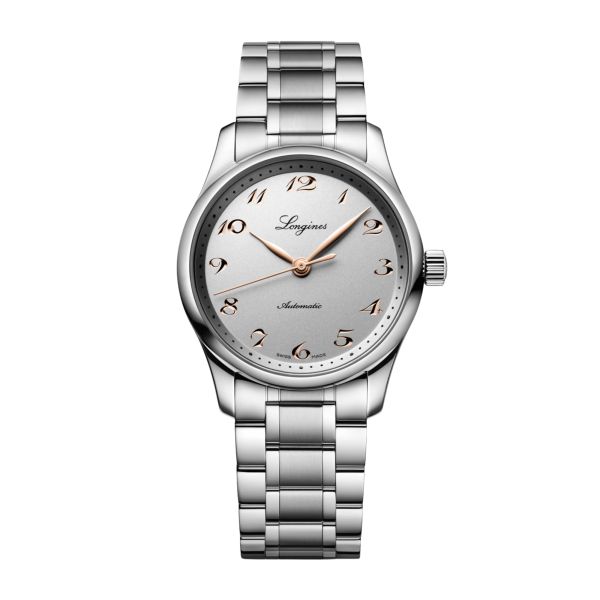 Longines Master Collection automatic watch, silver dial, 34 mm steel bracelet